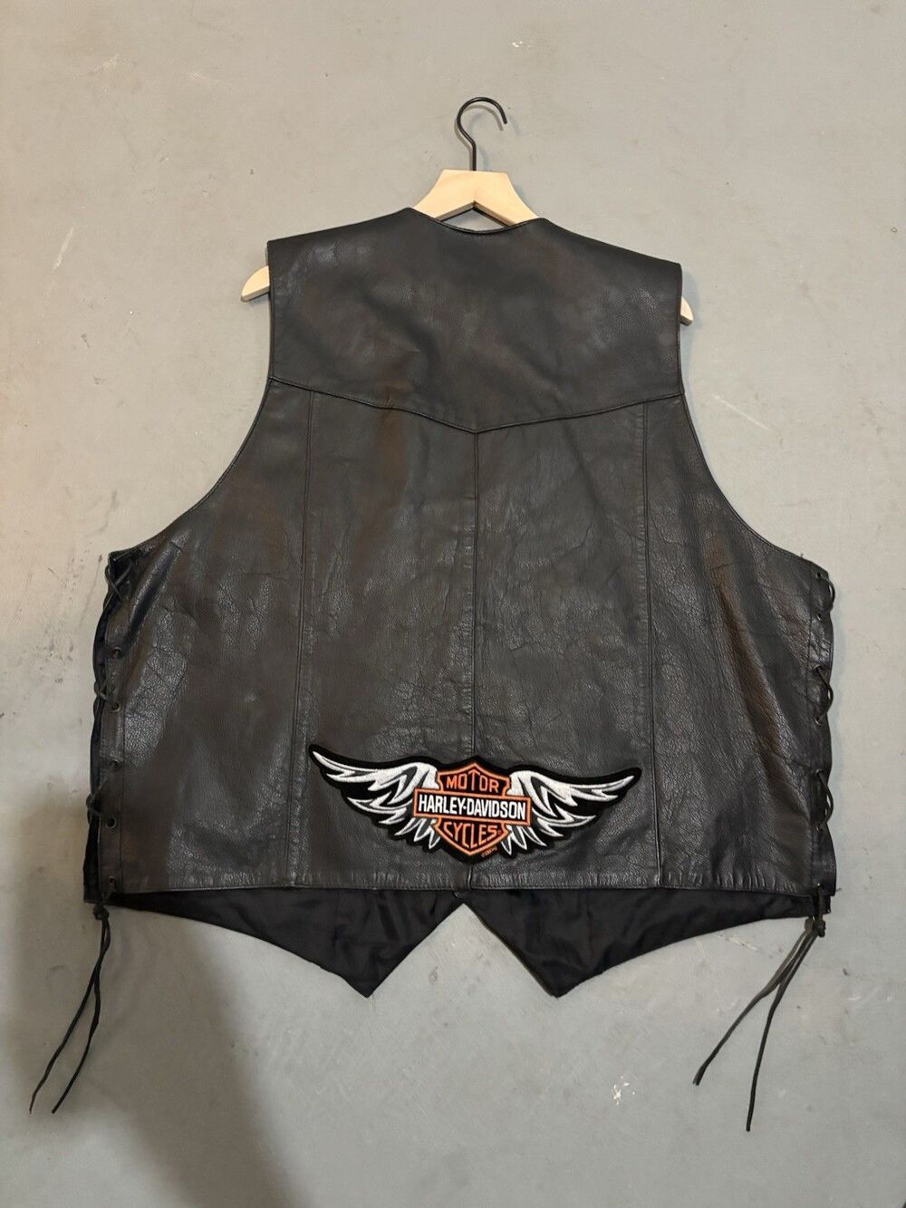 Harley Davidson Street & Steel Genuine Leather Motorcycle Vest - 3XL (56) Black